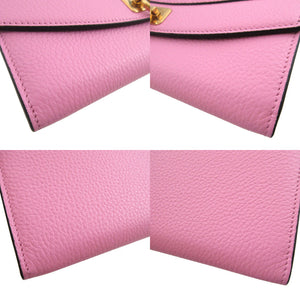 新品同様 サルヴァトーレフェラガモ ガンチーニ レザー ピンク 2つ折り長財布 財布 0504【中古】Salvatore Ferragamo