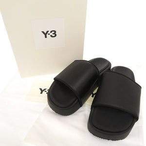 未使用品 Y-3 SLIDE ヨウジヤマモト アディダス FZ6403 サイズ24.5cm レザー ブラック サンダル 厚底サンダル 黒 0515【中古】