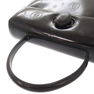 美品 カルティエ ハッピーバースデー パテントレザー ブラック ハンドバッグ 黒 0544【中古】CARTIER