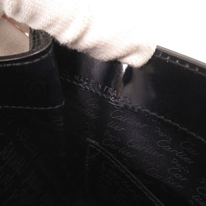 美品 カルティエ ハッピーバースデー パテントレザー ブラック ハンドバッグ 黒 0544【中古】CARTIER