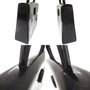 美品 カルティエ ハッピーバースデー パテントレザー ブラック ハンドバッグ 黒 0544【中古】CARTIER