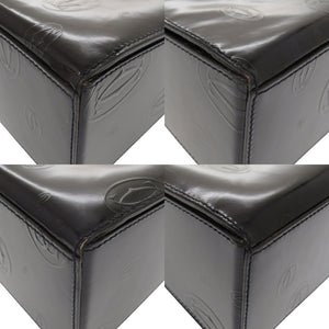 美品 カルティエ ハッピーバースデー パテントレザー ブラック ハンドバッグ 黒 0544【中古】CARTIER