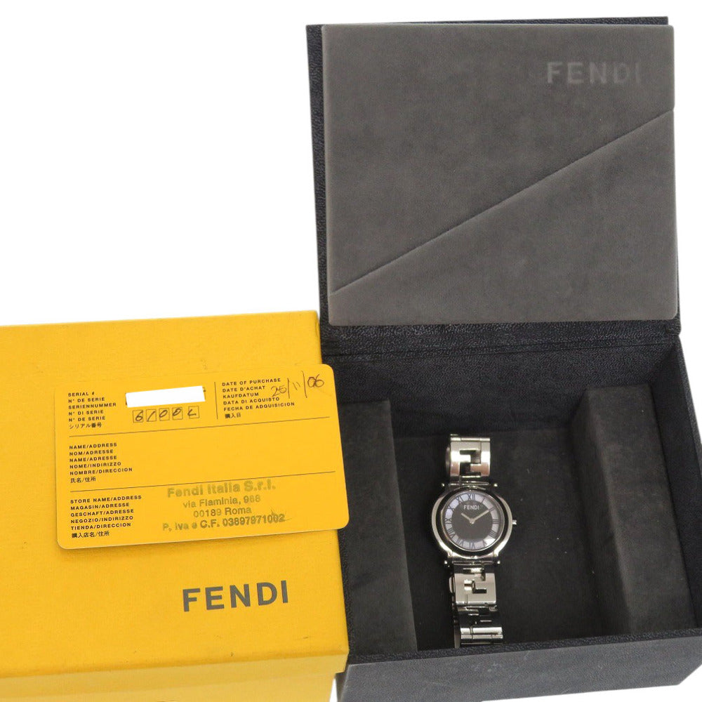 フェンディ 6100L ケアドロ シェル SS ブラック クオーツ 腕時計 黒文字盤 0556【中古】FENDI