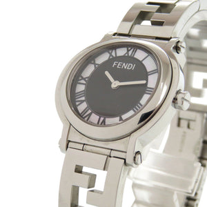 フェンディ 6100L ケアドロ シェル SS ブラック クオーツ 腕時計 黒文字盤 0556【中古】FENDI