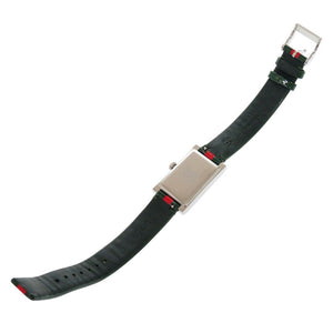新品同様 グッチ Gフレーム 147.4 SS レザー グリーン レッド クオーツ 腕時計 0559【中古】GUCCI