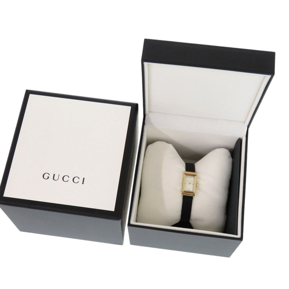 新品同様 グッチ Gフレーム 147.5 SS レザー シルバー ゴールド ブラック クオーツ 腕時計 0560【中古】GUCCI