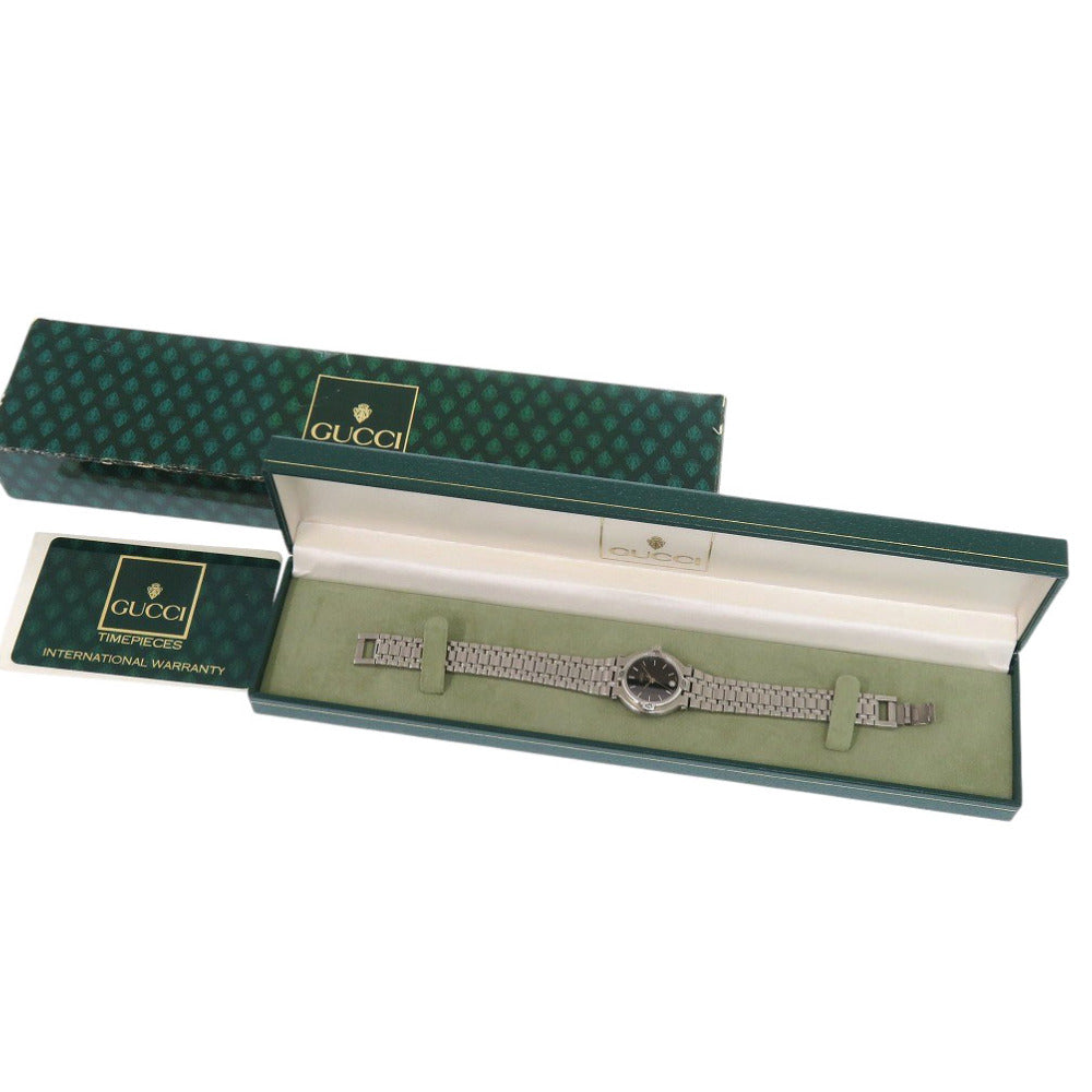 新品同様 グッチ 9100L SS ブラック シルバー クオーツ 腕時計 黒文字盤 0561【中古】GUCCI