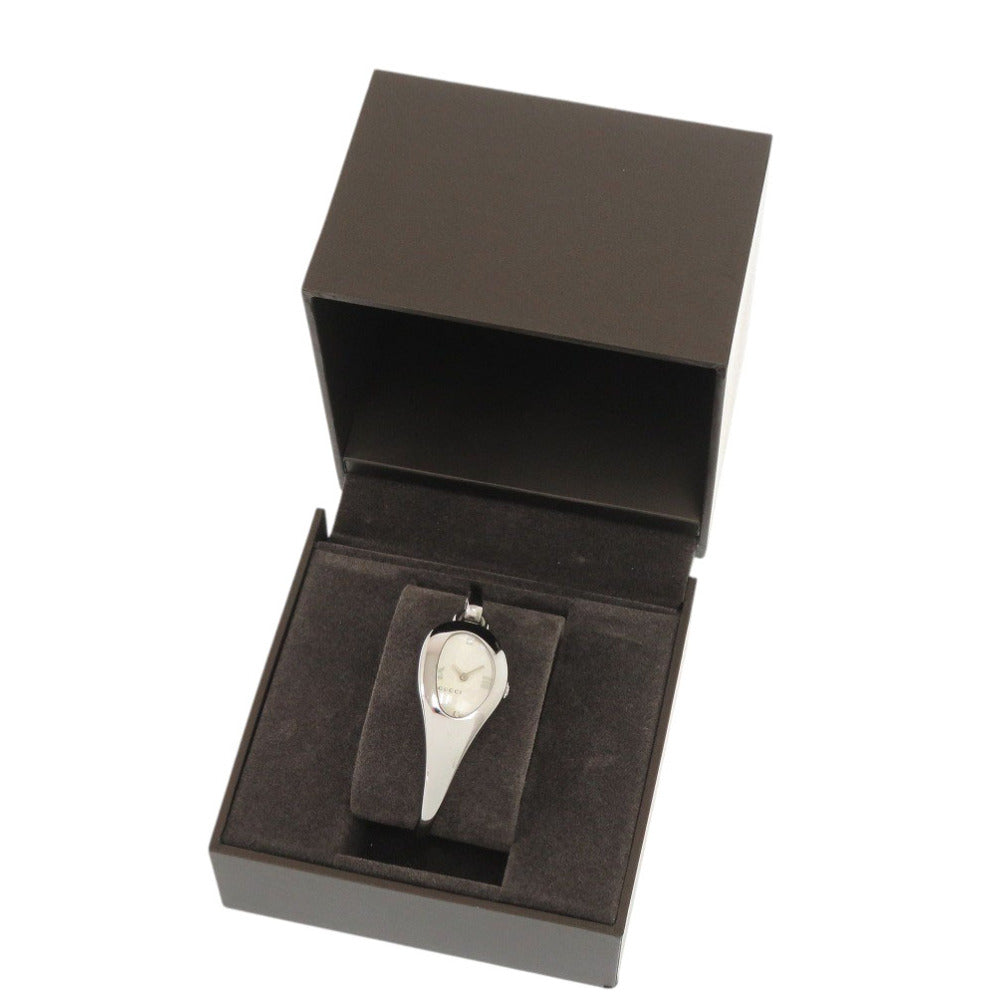 グッチ ホースビット 103 2Pダイヤ SS ホワイトシェル シルバー クオーツ 腕時計 白文字盤 0563【中古】GUCCI