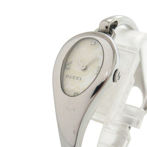 グッチ ホースビット 103 2Pダイヤ SS ホワイトシェル シルバー クオーツ 腕時計 白文字盤 0563【中古】GUCCI