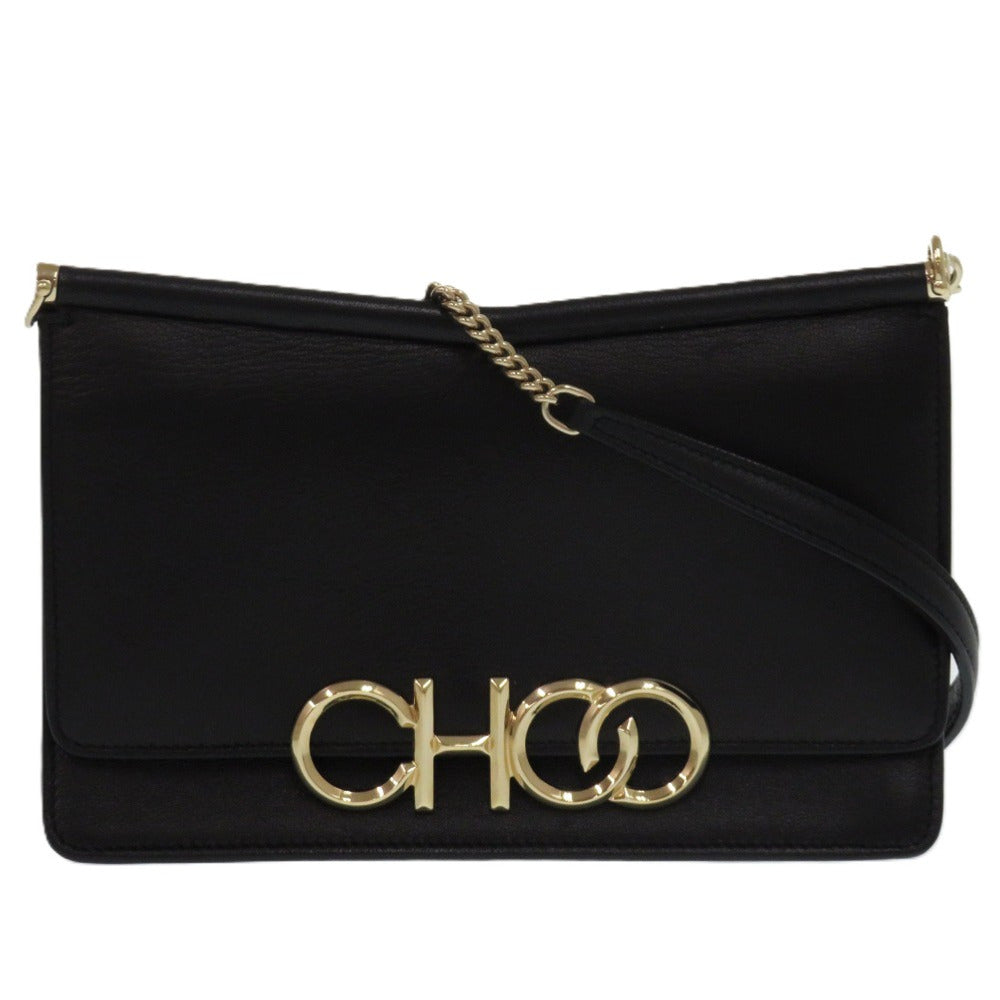 美品 ジミーチュウ KALINA カリーナ レザー ブラック 0570 黒 チェーンショルダーバッグ【中古】JIMMY CHOO