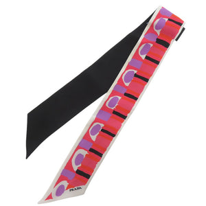 新品同様 プラダ プリントツイル スカーフ 1FF008 ツイリー シルク マルチカラー 0592【中古】PRADA