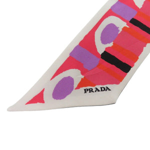 新品同様 プラダ プリントツイル スカーフ 1FF008 ツイリー シルク マルチカラー 0592【中古】PRADA