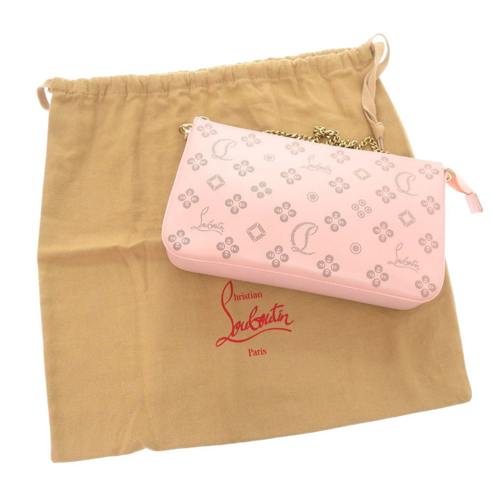 新品同様 クリスチャンルブタン ルビラ ジップアップ 3225038 レザー ピンク チェーンショルダーバッグ ショルダーバッグ 0595【中古】Christian Louboutin