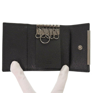 新品同様 グッチ 127048 6連 キーケース GGキャンバス レザー ブラック 黒 0601【中古】GUCCI