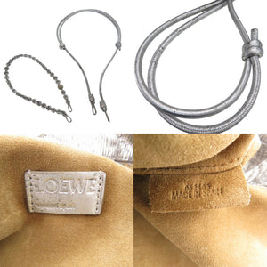 ロエベ フリンジ メタリック ショルダーバッグ レザー シルバー 0607【中古】LOEWE