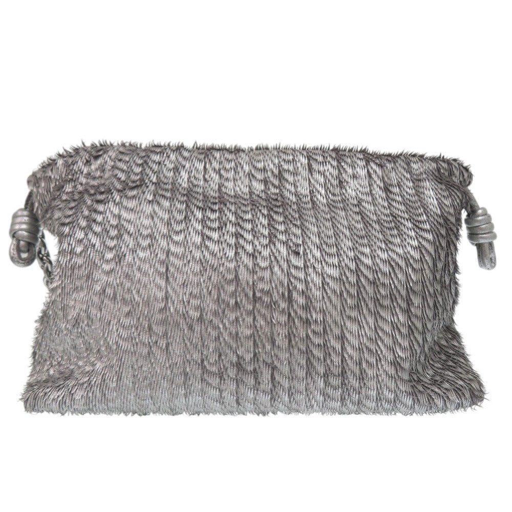 ロエベ フリンジ メタリック ショルダーバッグ レザー シルバー 0607【中古】LOEWE