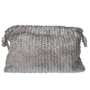 ロエベ フリンジ メタリック ショルダーバッグ レザー シルバー 0607【中古】LOEWE