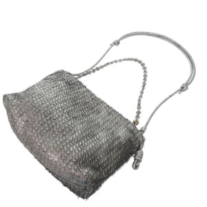 ロエベ フリンジ メタリック ショルダーバッグ レザー シルバー 0607【中古】LOEWE