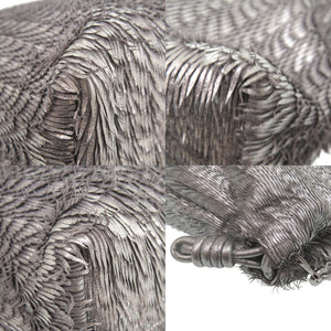 ロエベ フリンジ メタリック ショルダーバッグ レザー シルバー 0607【中古】LOEWE