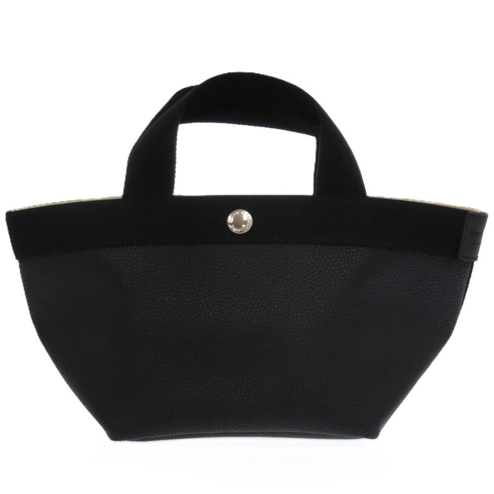 新品同様  エルベシャプリエ キャンバス レザー ブラック 0639 黒 ハンドバッグ【中古】