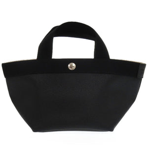 新品同様  エルベシャプリエ キャンバス レザー ブラック 0639 黒 ハンドバッグ【中古】