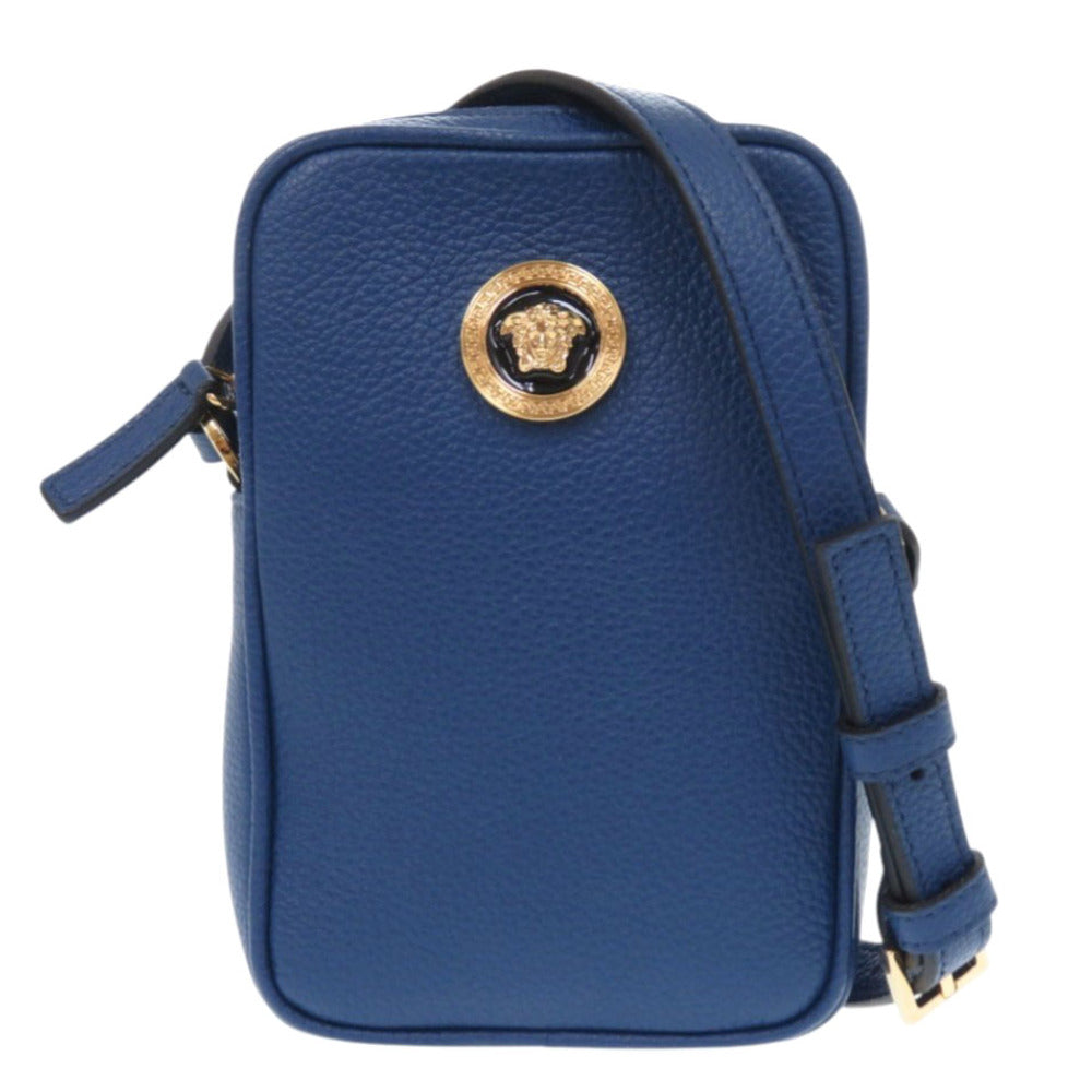 未使用 ヴェルサーチ メドゥーサ 1008863 ミニショルダーバッグ レザー ブルー 青 0647【中古】VERSACE