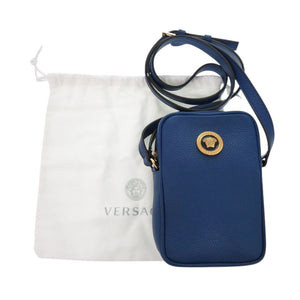 未使用 ヴェルサーチ メドゥーサ 1008863 ミニショルダーバッグ レザー ブルー 青 0647【中古】VERSACE