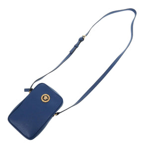 未使用 ヴェルサーチ メドゥーサ 1008863 ミニショルダーバッグ レザー ブルー 青 0647【中古】VERSACE