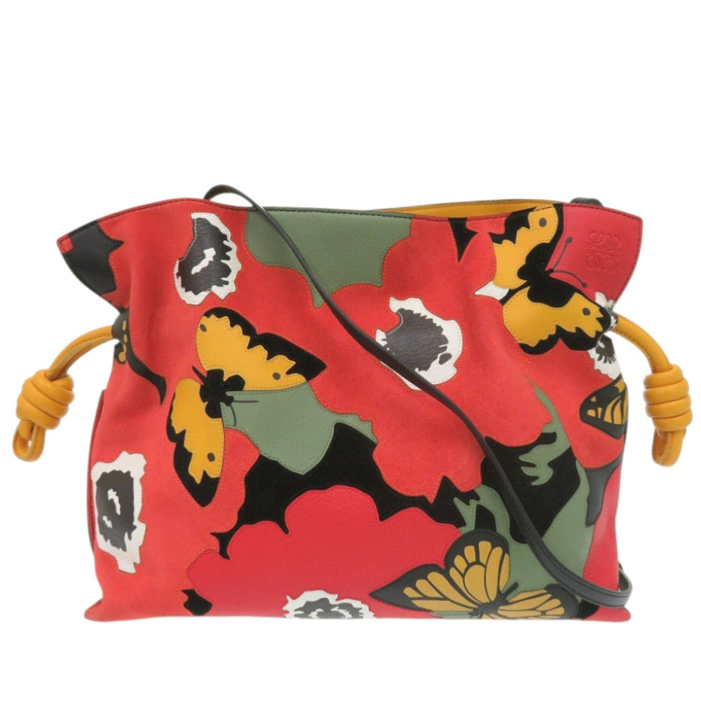 ロエベ フラメンコ ジョー ブレイナード コラボ  レザー レッド イエロー ショルダーバッグ 0664【中古】LOEWE