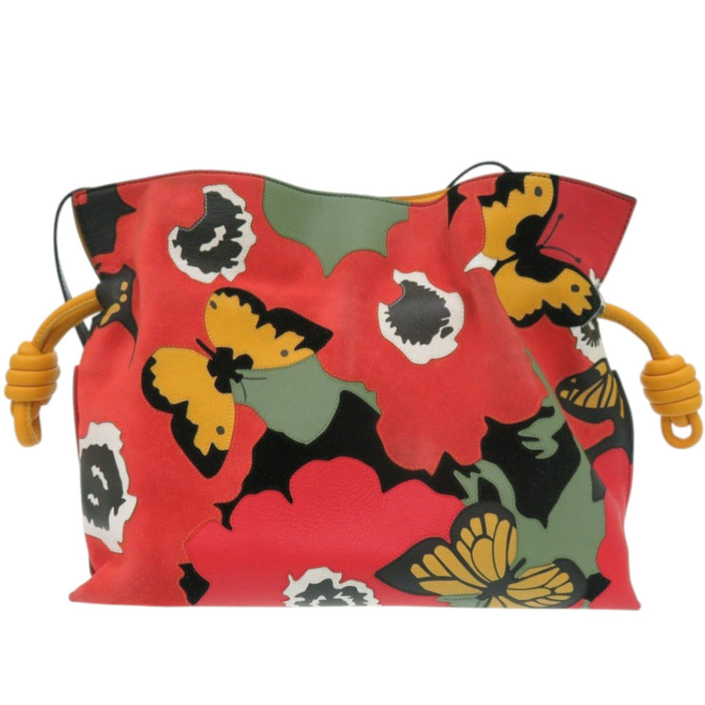 ロエベ フラメンコ ジョー ブレイナード コラボ  レザー レッド イエロー ショルダーバッグ 0664【中古】LOEWE