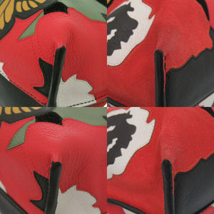 ロエベ フラメンコ ジョー ブレイナード コラボ  レザー レッド イエロー ショルダーバッグ 0664【中古】LOEWE