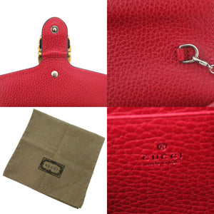 新品同様 グッチ ディオニュソス 746056 長財布 レザー レッド 0671 赤 チェーンウォレット【中古】GUCCI