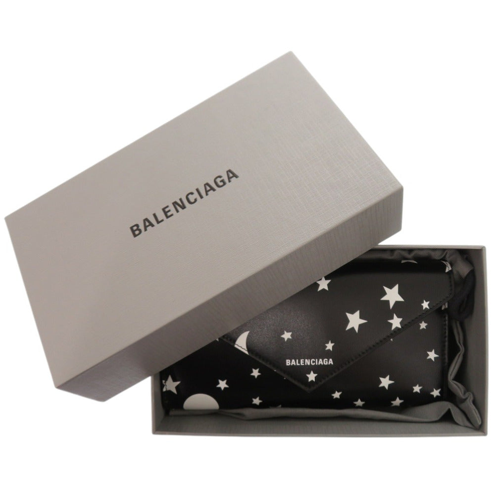未使用 バレンシアガ 499207 レザー ブラック 長財布 黒 0679【中古】BALENCIAGA