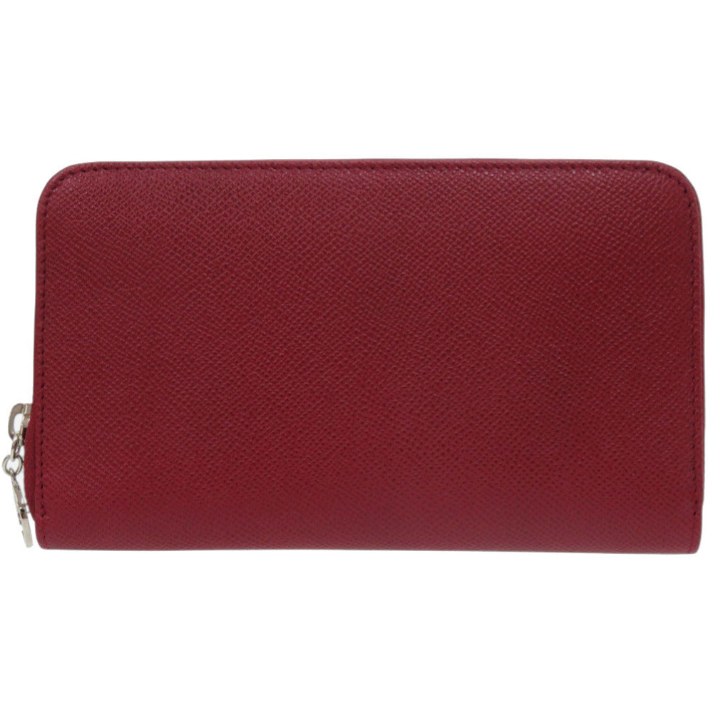 新品同様 ブルガリ ラウンドファスナー 37340 レザー レッド 長財布 赤 0680【中古】BVLGARI