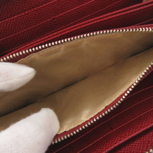 新品同様 ブルガリ ラウンドファスナー 37340 レザー レッド 長財布 赤 0680【中古】BVLGARI