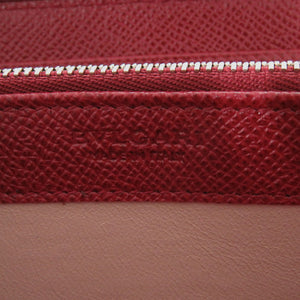 新品同様 ブルガリ ラウンドファスナー 37340 レザー レッド 長財布 赤 0680【中古】BVLGARI