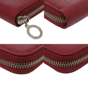 新品同様 ブルガリ ラウンドファスナー 37340 レザー レッド 長財布 赤 0680【中古】BVLGARI