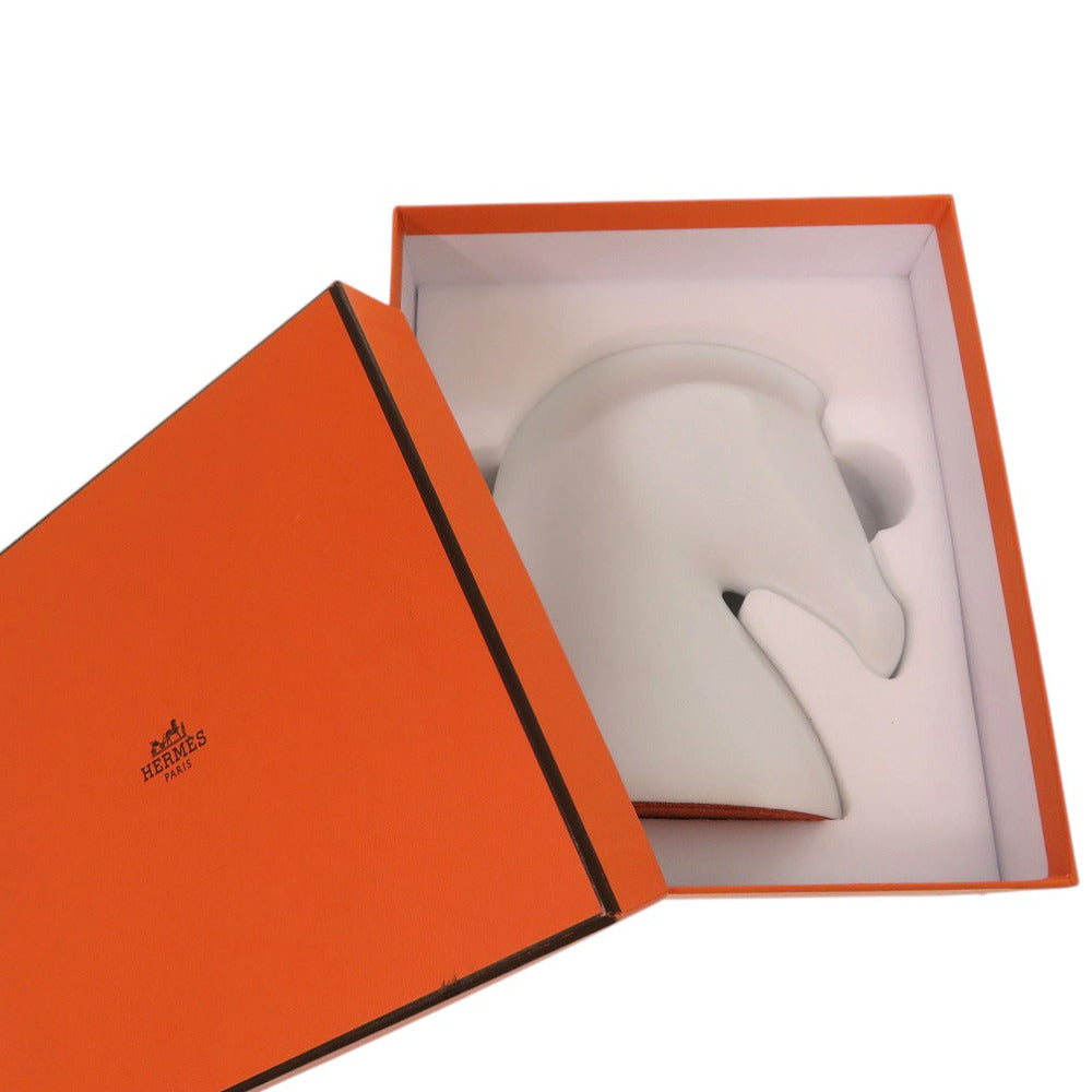 未使用品 エルメス サマルカンド ペーパーウェイト チェス 馬 オブジェ 素焼き シェーヴル ヴェロア ホワイト 0693【中古】HERMES