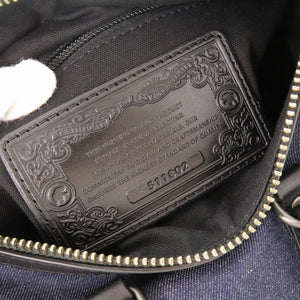 未使用品 ハンティングワールド デニム レザー ネイビー ブラック 2WAY ミニボストン ハンドバッグ ショルダーバッグ 0694【中古】HUNTING WORLD