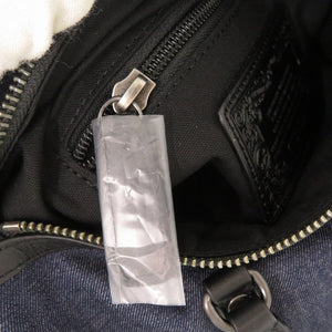 未使用品 ハンティングワールド デニム レザー ネイビー ブラック 2WAY ミニボストン ハンドバッグ ショルダーバッグ 0694【中古】HUNTING WORLD