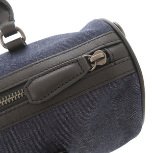 未使用品 ハンティングワールド デニム レザー ネイビー ブラック 2WAY ミニボストン ハンドバッグ ショルダーバッグ 0694【中古】HUNTING WORLD