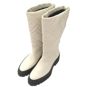 新品同様 エルメス キルティング ロングブーツ スノーブーツ WS222048Z 2206 レザー アイボリー 0700【中古】HERMES