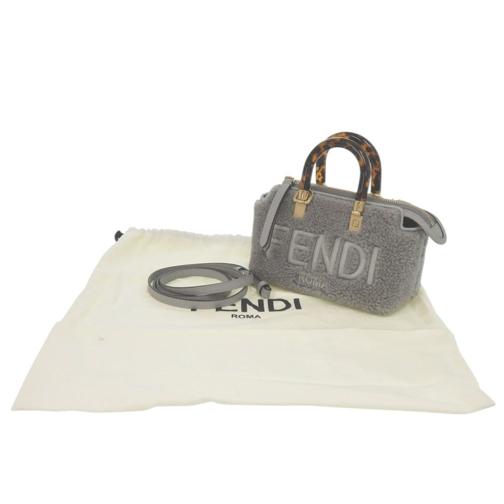 新品同様 フェンディ 2WAY 8BS067 ムートン グレー ハンドバッグ 0704【中古】FENDI