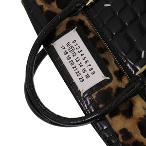 新品同様 メゾン マルジェラ ショルダー 5AC スモール レザー ブラック レオパード 0720 ハンドバッグ【中古】Maison Margiela