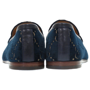 未使用品 グッチ ヨルダーン ホースビット アウトソール補強 430088その他 レザー GGベルベット ネイビー 0737 紺 ローファー【中古】GUCCI