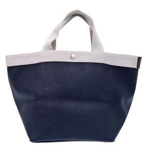 美品 エルベ シャプリエ リュクス舟形トート M 707GP コーテッドキャンパス ネイビー シルバー ハンドバッグ 0749【中古】Herve Chapelier