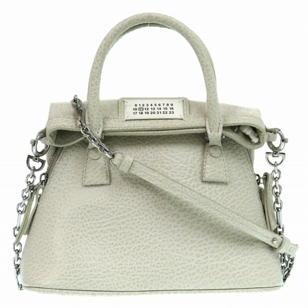 新品同様 メゾン マルジェラ 5AC マイクロ S56WG0081 レザー グレージュ 0762 ショルダーバッグ【中古】Maison Margiela