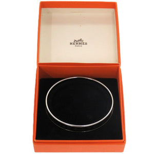 美品 エルメス エマイユ メタル シルバー ブラック 0776 黒 バングル【中古】HERMES