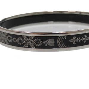 美品 エルメス エマイユ メタル シルバー ブラック 0776 黒 バングル【中古】HERMES