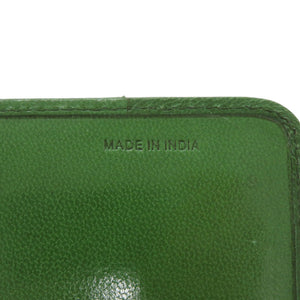 新品同様 プラダ 1M1438 ゴートレザー グリーン 二つ折り財布 緑 0777【中古】PRADA